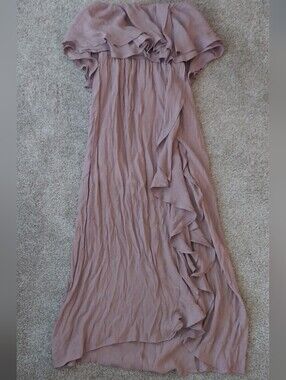 FAVLUX Off-Shoulder Ruffle Maxi Dress in Mauve